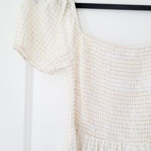 White Gingham Smocked Dress